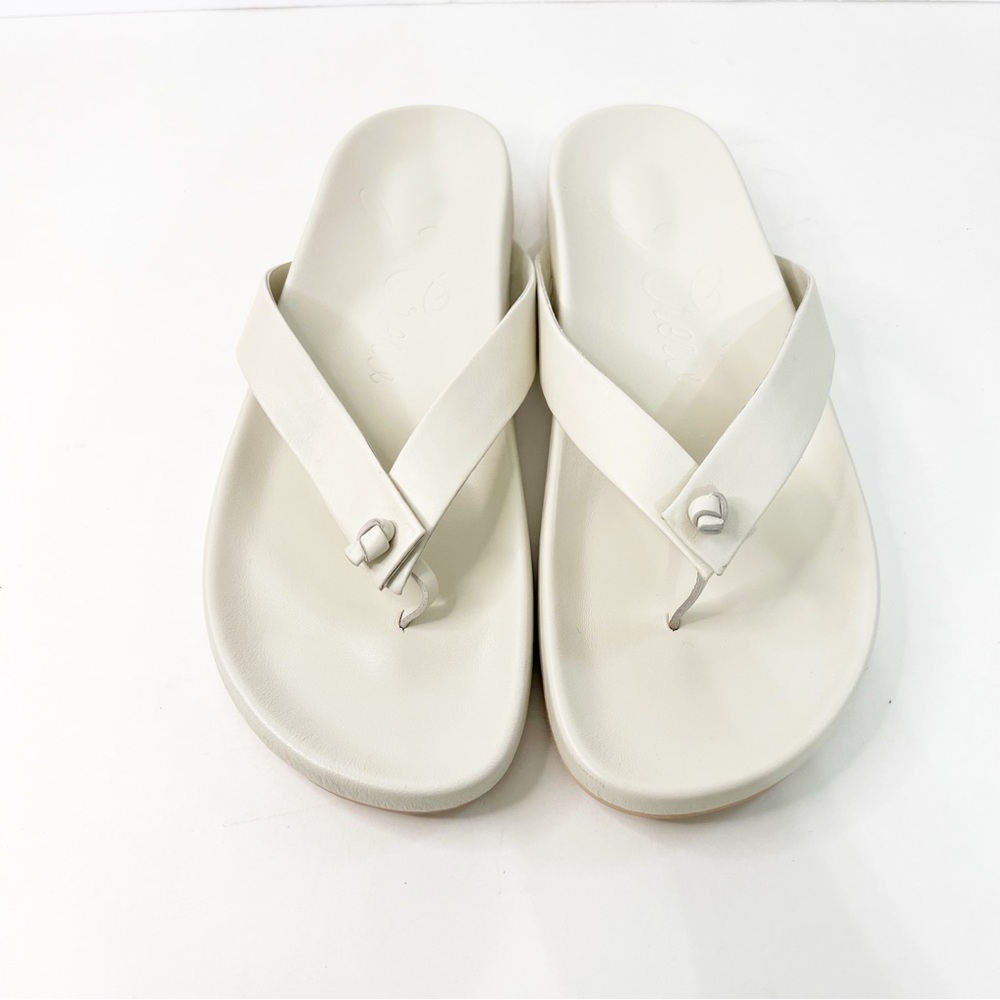 J. Crew Pacific Leather Thong Sandals-Ivory-Size-11